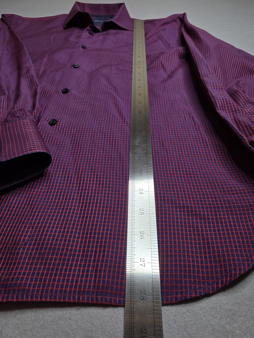 Luciano Visconti Men's Red & Blue Micro-Check Dress Shirt Large - Picture 3 of 5